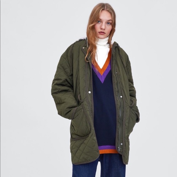 Zara Jackets & Blazers - Zara Water Resistant Quilted Jacket Coat Hooded